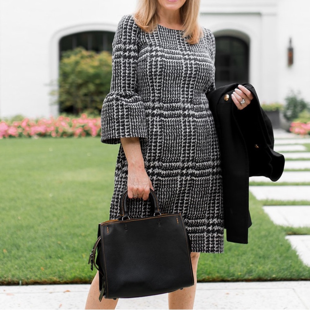 Talbots Gingham Puff Sleeve Cotton Blend Dress Size‎ 6